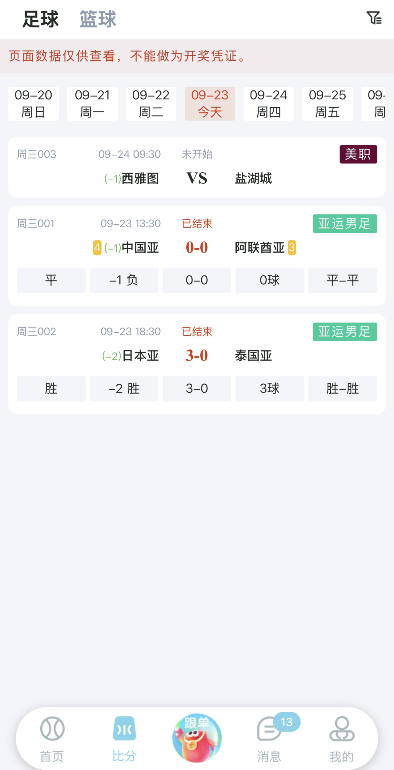 足球赛事比分与分析页面示例